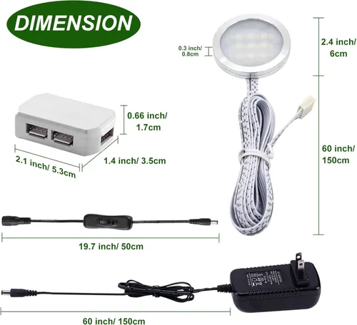 Miniatura 3 de AIBOO RGBW - Kit de luces LED de Navidad Navideñas para debajo del gabinete, RGB + blanco con cambio de color, luces de disco con control remoto IR