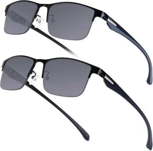 Miniatura 12 de SKYOAK Gafas de lectura bifocales de visión nocturna premium para hombres, lentes ligeros TR90, metal en las patillas, media montura, antirreflejos