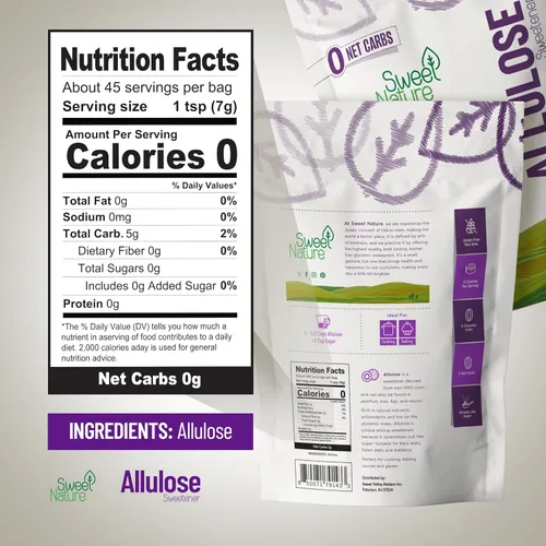 Miniatura 2 de Sweet Nature Edulcorante de alulosa bolsa resellable de 3 libras, sustituto de azúcar cetogénico, sin OMG, sin gluten, kosher, cero calorías