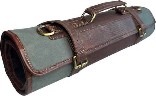 Rustic Town Rollo de Cuchillos de Chef de Cuero Genuino Rollo de Chef para Todo Propósito Gris (Chocolate Grey)