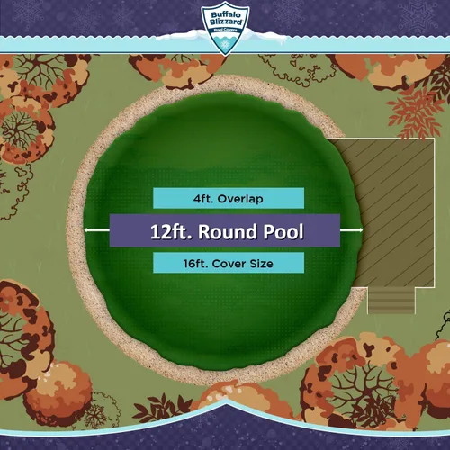 Miniatura 5 de Buffalo Blizzard Ripstopper - Cubierta redonda de invierno para piscina de 12 pies, cubierta verde resistente para cerrar piscinas sobre el suelo