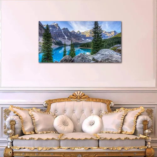 Miniatura 7 de Lienzo decorativo para pared, diseño de lago de montaña, ilustraciones de naturaleza grande, lago Moraine alimentado glacialmente, parque nacional