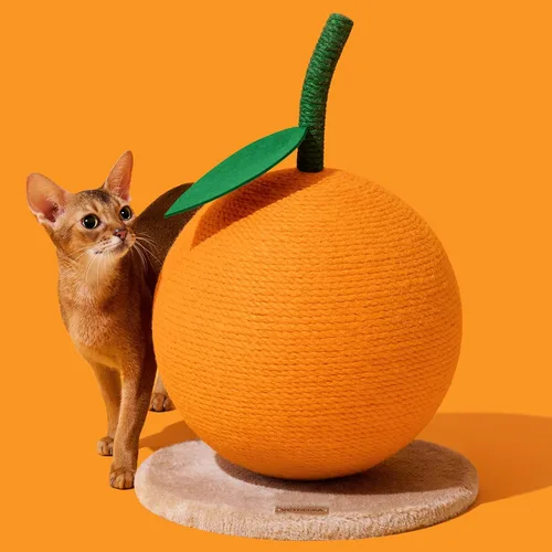 Miniatura 9 de VETRESKA Poste Rascador para Gatos Naranja, Lindo Rascador para Gatos con Cuerda de Yute, Poste Rascador Vertical para Gatos de Interior y Gatitos