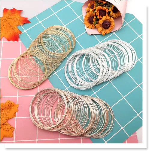 Miniatura 7 de 300 piezas de alambre de cuentas de joyería para hacer pulseras, 3 colores de memoria, alambre de cuentas de alambre para manualidades, pulseras