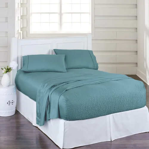 Miniatura 2 de BrylaneHome Bed Tite 300 Thread Count Sheet Set - Twin, Blue Floral