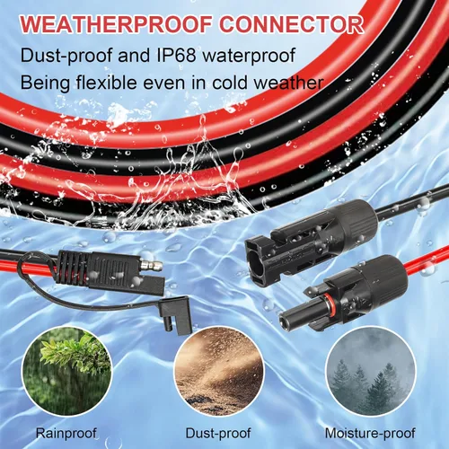 Miniatura 4 de 2 piezas de 1 pie de cable adaptador de panel solar a SAE - Cable de extensión de conector SAE 10AWG para kit de cargador de batería de panel solar