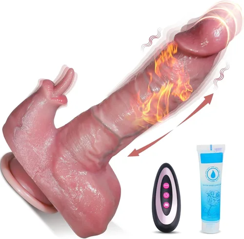 Consolador de empuje de juguete sexual – Consolador de conejo de 8.6 pulgadas, consolador realista de silicona gruesa con 3 modos de empuje y 9