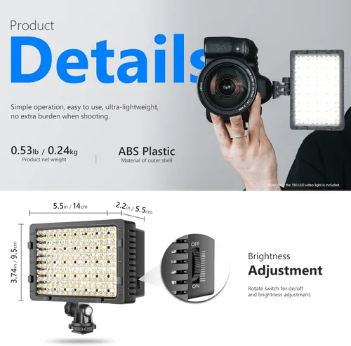 Miniatura 6 de Foco para cámaras, de la marca Neewer, de 160 LED, alta potencia y regulable