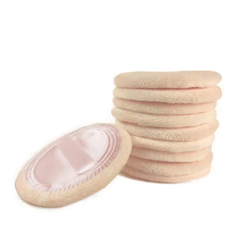 Miniatura 5 de 10 almohadillas de algodón para maquillaje facial cosmético con cinta para sueltos y base de 2.36 pulgadas (beige)