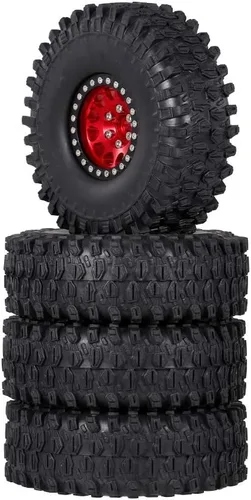 GoolRC 4 neumáticos de goma RC Crawler de 1.9 pulgadas con borde de metal para 1/10 RC Rock Crawler Traxxas TRX-4 TRX-6 Axial Scx10 90046 RC4WD RC