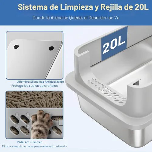 Miniatura 5 de Jotesnew Paquete de 2 Cajas de Arena para Gatos de Acero Inoxidable XL con Tapa y Lados Altos, 24" L x 16" A x 12" Al Cajas de Arena de Metal Extra