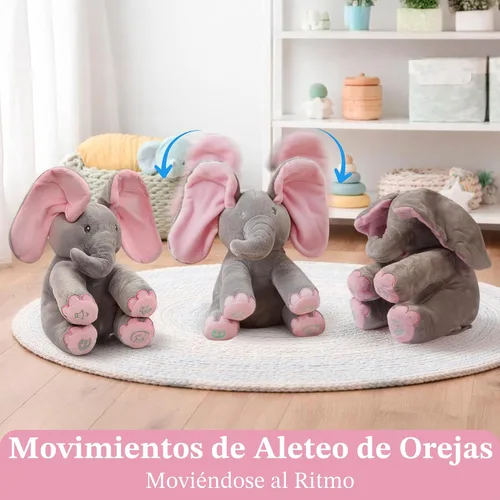 Miniatura 7 de Dimple Kaia Elefante de Peek A Boo, Animal de Peluche Cantando Interactivo con Orejas en Movimiento, Animal de Peluche Musical para Bebés y Niños