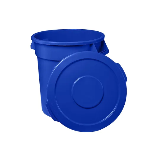 Miniatura 13 de Cubo de basura comercial redondo blanco de 32 galones y tapa, cubo de basura de cocina, cubo de basura interior, papelera duradera, bote de basura