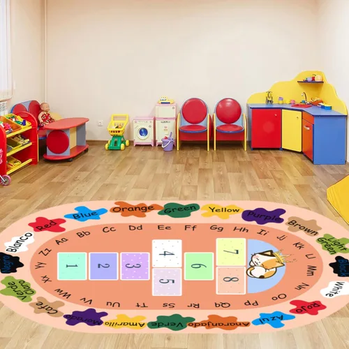 Miniatura 2 de ABC & 123 - Alfombra de aprendizaje para niños de 5 x 7 pies, alfombra de reconocimiento de color y números, alfombrilla educativa antideslizante