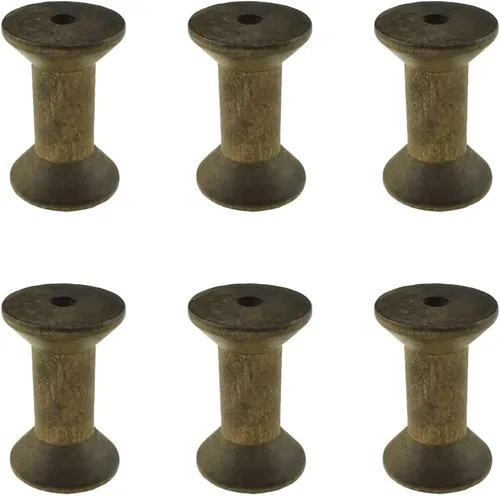 HAHIYO Bobina de madera vintage color café de 2 pulgadas/2.0 in, bobinas de hilo de madera retro sin terminar para tejer alambre textil, cinta,