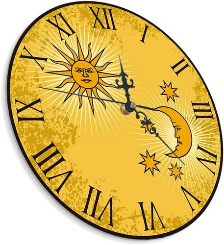Miniatura 3 de Reloj de pared con números romanos de sol y luna de 12 pulgadas, arte bohemio de astrología celestial, cuarzo silencioso, sin tictac, vintage