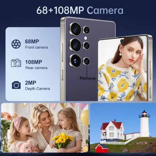 Miniatura 2 de BDWJW I25 Ultra Smartphone 16GB+512GB Android 14 Smartphone, pantalla FHD+ de 6.99", batería de 7000mAh, cámara dual de 108MP+68MP, lápiz óptico
