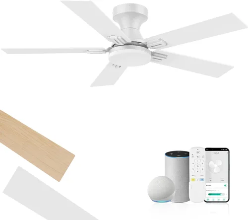 Miniatura 12 de Ventilador de techo inteligente de perfil bajo de 42 pulgadas con luces y control remoto, motor DC silencioso, control de voz WiFi a través de Oro