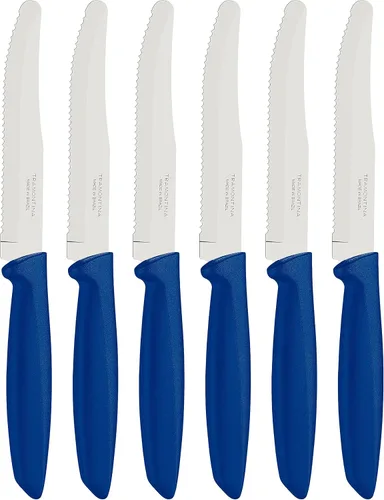 Miniatura 15 de Tramontina 23498054 - Juego de 6 cuchillos de cocina dentados con frutas y tomates, pelador de verduras, acero inoxidable, multiusos, punta Negro