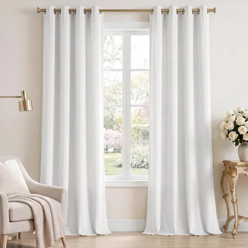 Miniatura 34 de StangH Cortinas de Terciopelo Grueso Sólido - Juego de Tratamiento de Ventanas con Oscurecimiento Moderado para Dormitorio, Cortinas/Cortinajes