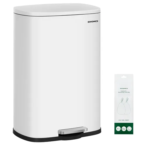 Miniatura 16 de SONGMICS Bote de basura de 13 galones (50 litros), cubo de basura de cocina de acero inoxidable, cubo de basura para reciclaje o basura, cierre Azul