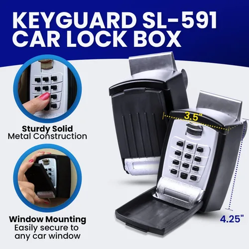 Miniatura 2 de KeyGuard Pro SL-591 - Caja de bloqueo con botón de golpe para vidrio del automóvil, Negro