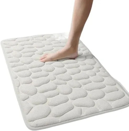 Miniatura 9 de Alfombra antideslizante de Baño De Franela Gruesa Antideslizante, Almohadilla De Espuma Viscoelástica, Adoquín En Relieve, Alfombra De Suelo De
