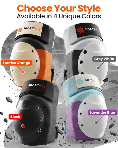 Miniatura 4 de Skatewiz Rodilleras y coderas para adultos - Equipo de protección para patinaje adulto - Escudo - Tamaño L Naranja - Almohadillas para patineta