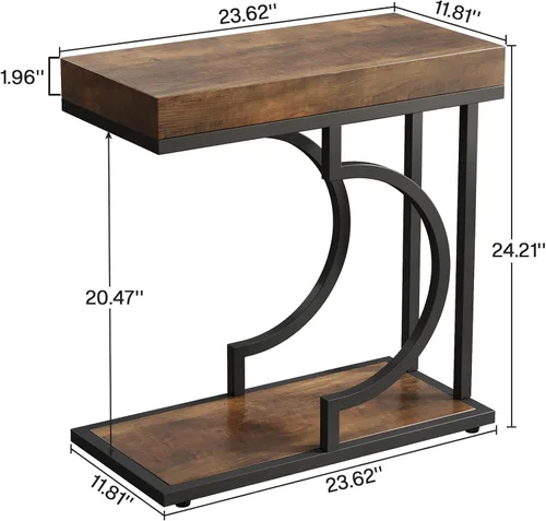 Miniatura 2 de Tribesigns Mesa auxiliar estrecha para sofá, mesa auxiliar en forma de C con marco de metal, mesas de noche modernas, mesas de sofá pequeñas