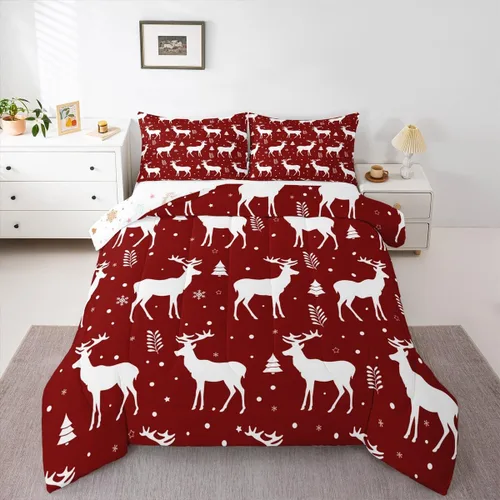 Miniatura 15 de Erosebridal Juego de edredón de Feliz Navidad, tamaño individual, divertido edredón de Papá Noel para niños y niñas, edredón de plumón de pingüino
