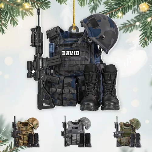 Miniatura 19 de Adornos de Navidad del ejército estadounidense, adorno de veterano para hombres y mujeres, adornos patrióticos para decoración de árbol de Navidad