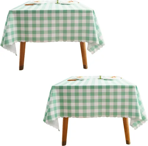 Miniatura 14 de MANGATA CASA Mantel de cuadros rosa para mesas cuadradas, mantel a cuadros, impermeable, para cocina y mesa, mantel de poliéster a cuadros sin Rosa