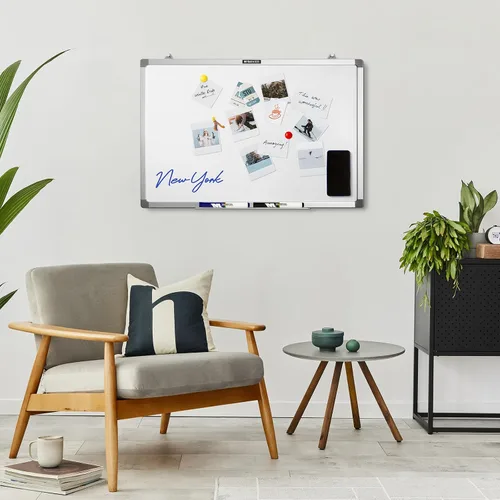Miniatura 2 de M&G Pizarra blanca magnética de borrado en seco para pared, pizarra blanca pequeña de 18 x 12 pulgadas con 2 marcadores y 2 imanes y 1 borrador