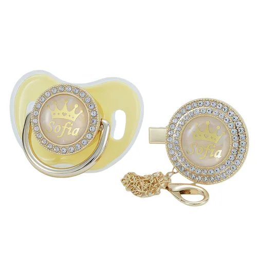 Miniatura 14 de Juego de Chupete y Clip Personalizado con Nombre en Oro Rosa con Brillos, Regalo Ideal para Baby Shower, Sesión de Fotos de Recién Nacido y Recuerdo