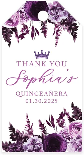 Miniatura 16 de Andaz Press Paquete de 40 etiquetas personalizadas para quinceañera con cuerda, mariposas azules etiquetas de agradecimiento personalizadas
