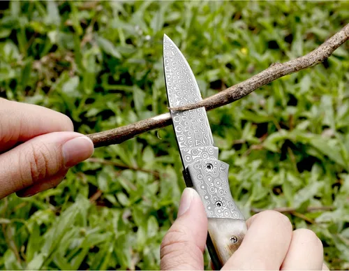 Miniatura 6 de YOUSUNLONG Navaja de bolsillo plegable Hoja de acero Damasco total 6.890 in