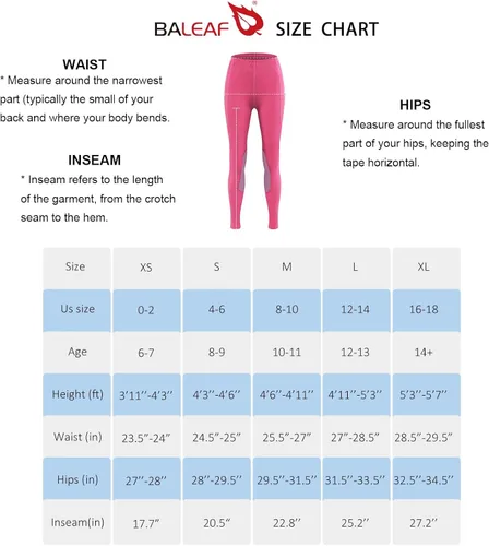 Miniatura 7 de BALEAF Pantalones de equitación para niñas, pantalones ecuestres con parche en la rodilla, mallas de escolarización juvenil con bolsillo UPF50+
