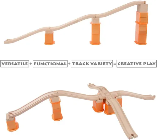 Miniatura 3 de Raíles expansores del tren madera de Chuggington, multinivel con pista apilable vertical, estabilizadores, 110 piezas