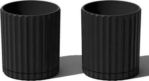Miniatura 36 de Veradek Serie Mason Demi Plantador - Plantador Grande Redondo para Patio/Balcón Interior o Exterior Hecho de Plástico y Hormigón con Agujeros