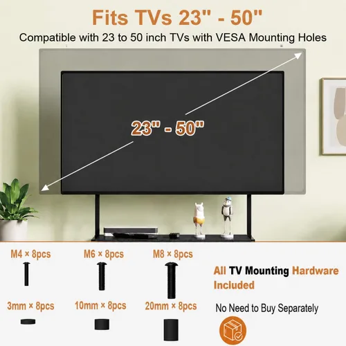 Miniatura 2 de Soporte de TV de esquina pequeño de piso de 23 a 50 pulgadas con estantes de almacenamiento para sala de estar y dormitorio, soportes de televisión