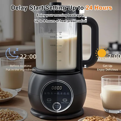 Miniatura 2 de Batidora caliente 10 en 1 para producir leche de nueces, 51 onzas de soja casera, almendra, avena, a base de plantas, para preparar alimentos