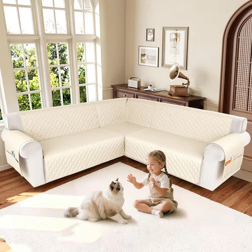 Miniatura 2 de HDCAXKJ Funda impermeable para sofá modular en forma de L, fundas seccionales de esquina lavables, a prueba de mascotas, protector de muebles