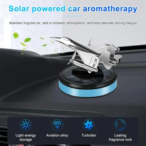 Miniatura 6 de Ambientador solar para automóvil de avión, difusor de aroma de automóvil giratorio solar con 0.2 fl oz de aceite esencial de larga duración, difusor