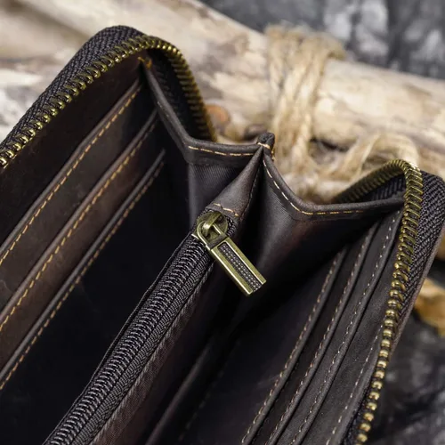 Miniatura 8 de LUUFAN Billetera larga de cuero genuino para hombre, cartera plegable grabada