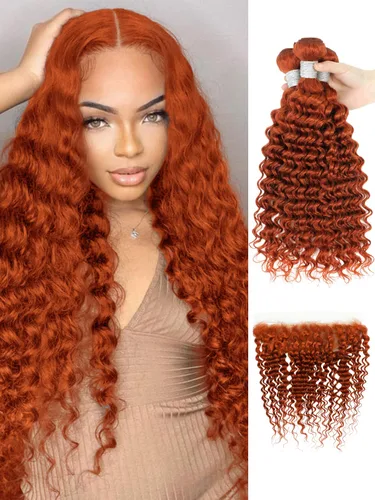Miniatura 52 de P4/27 Cabello Humano Solitario de Onda Profunda con Reflejos Rubios Miel, 12A 100% Tejido Brasileño Virgen Ondulado Grueso con Mechas Ombre Marrón