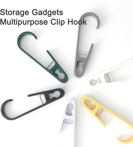 Miniatura 6 de Pinzas Grandes para Ropa Clips para Toallas, 4 Piezas Pinzas Multiusos para Ropa con Gancho, Colgador de Ropa de Plástico Resistente. Gancho en S