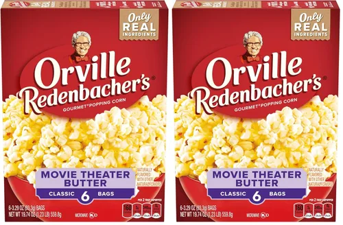 Miniatura 9 de Orville Redenbacher's Palomitas de maíz para microondas, sabor a mantequilla de cine, 0.11 onzas de fibra por porción, suministros nocturnos
