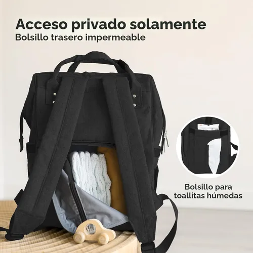 Miniatura 5 de KeaBabies - Mochila pañalera grande impermeable para viajes Color negro.