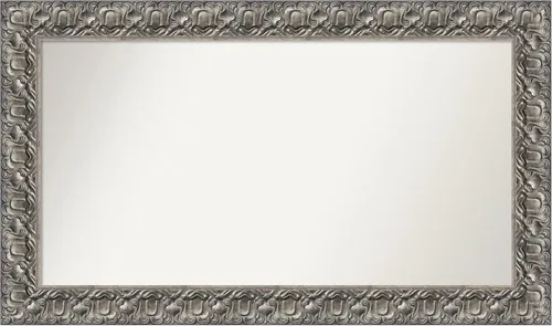 Miniatura 366 de Amanti Art Espejo de baño plateado para sobre fregadero, 26 x 26 pulgadas, espejo cuadrado de níquel pulido, marco de madera tradicional mediano, se