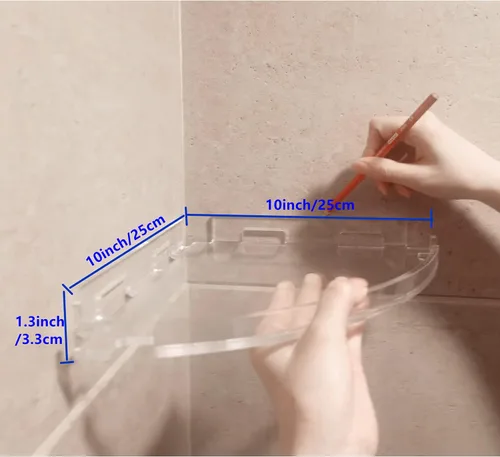Miniatura 8 de JiePai Estante esquinero de acrílico para ducha con ganchos, paquete de 2, organizador adhesivo de ducha de baño montado en la pared